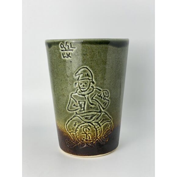 Gambrinus Gastro Beer Mug Pottery Green/Yellow/Brown Ombré - Picture 1 of 7